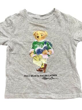 Ralph Lauren Grey Polo Bear Graphic Tee with Green Sweater